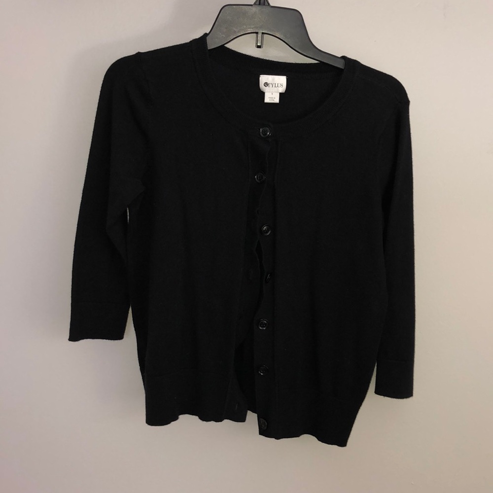 Black 3/4 sleeve button down sweater